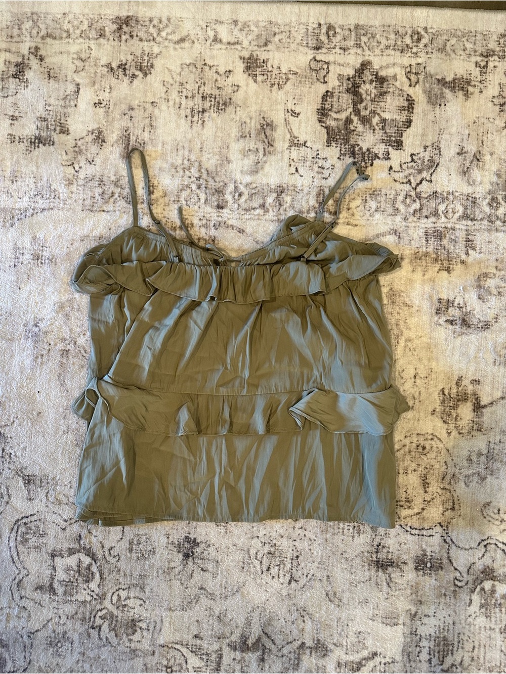 Universal Thread Olive Ruffle Tie-Front Cami - Picture 2 of 2